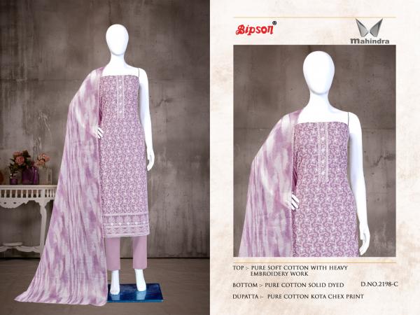 Bipson Mahindra 2198 Soft Cotton Embroidery Dress Material